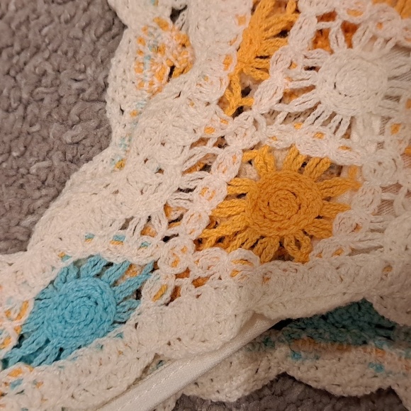 Fab'rik Orange, Turquoise & Cream Crocheted Boho Mini Dress - Picture 6 of 8